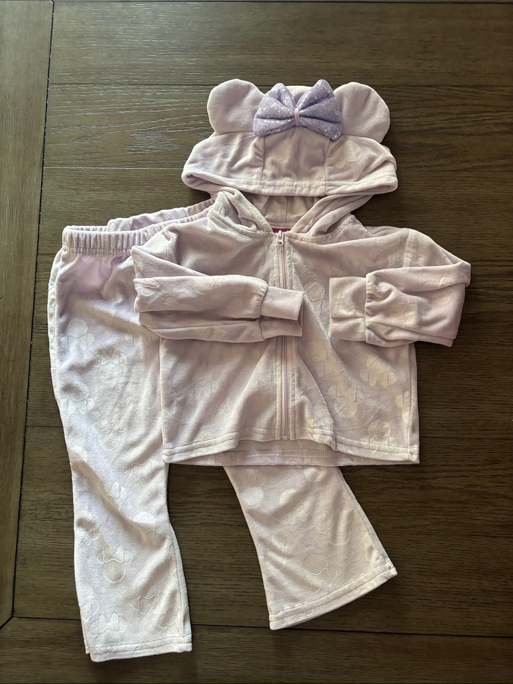 Kids lavender Hooded Set with Bow Accent